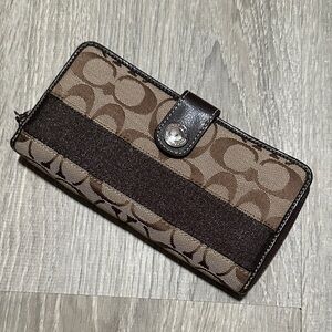 Coach Signature Brown and Tan Wallet